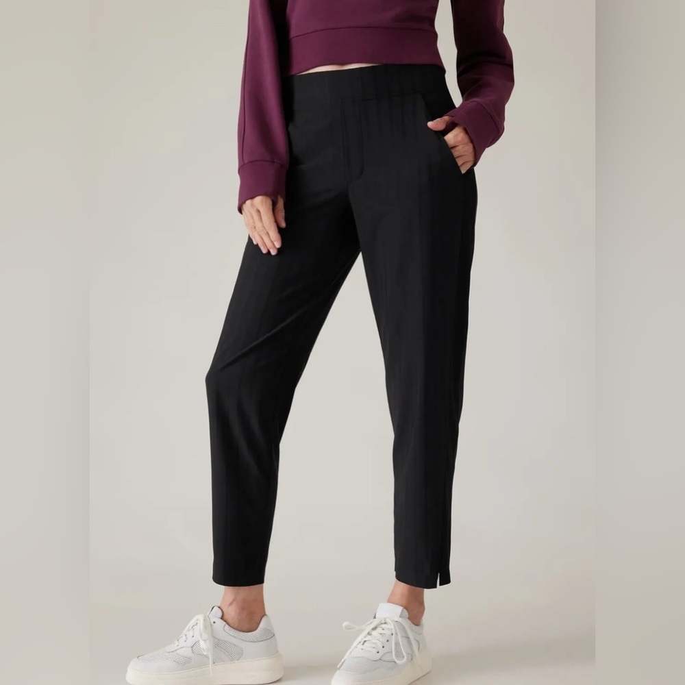 Athleta Brooklyn Ankle Pant Satin Stripe Black Size 22 NWOT